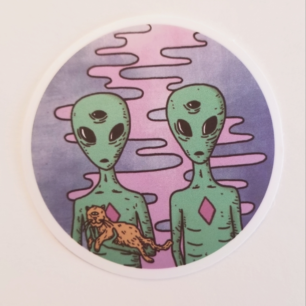 10/$10 Aliens & Cat Sticker - Picture 1 of 1
